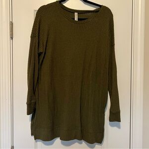 Women's Green Waffle Knit Tunic